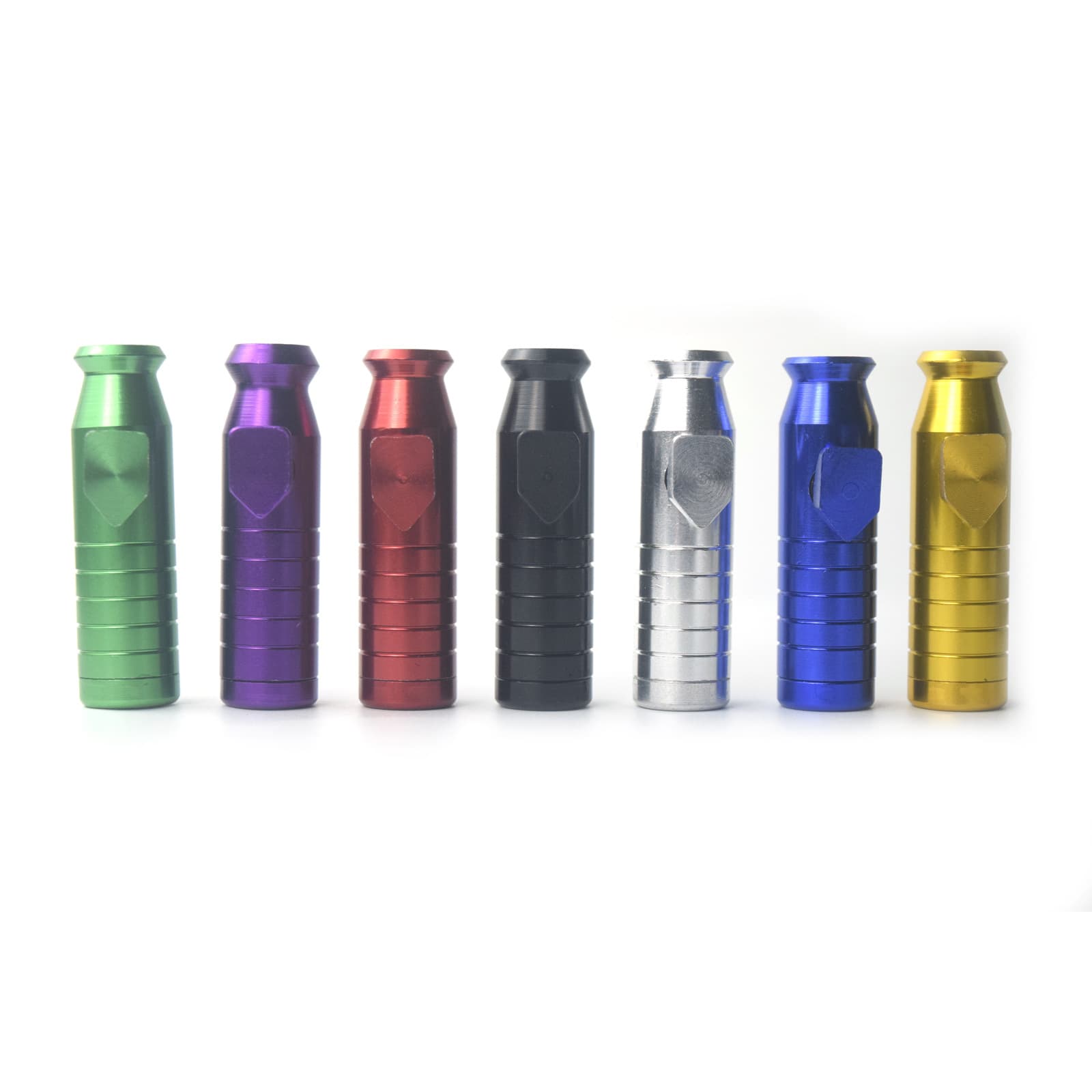 Grooved Crown Snuff Bottle Bullet Shape Portable Aluminum Alloy Metal Pipe