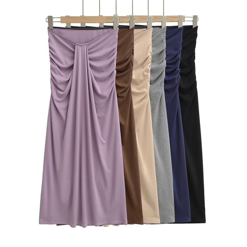 American Style Sexy Figure-Flattering High-Waist Bodycon Skirt Sweet Trendy Pure Desire Pleated Fishtail Long Skirt