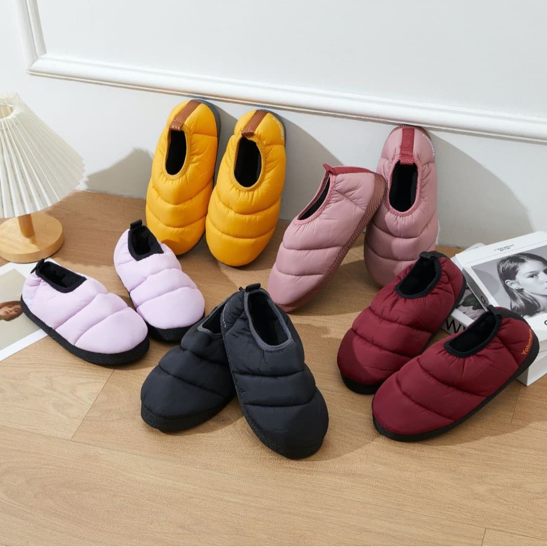 2025 Factory New Down Shoes for Winter, Stitched Shoes for Home Warmth, Wearable in Outdoor Tents, Heel-Covered Camp Shoes