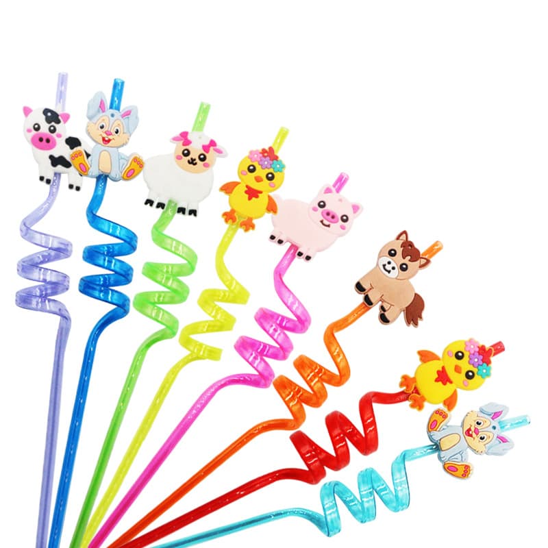 Amazon new farm animal bent straws, cartoon accessories small gifts for birthday parties, reusable straws