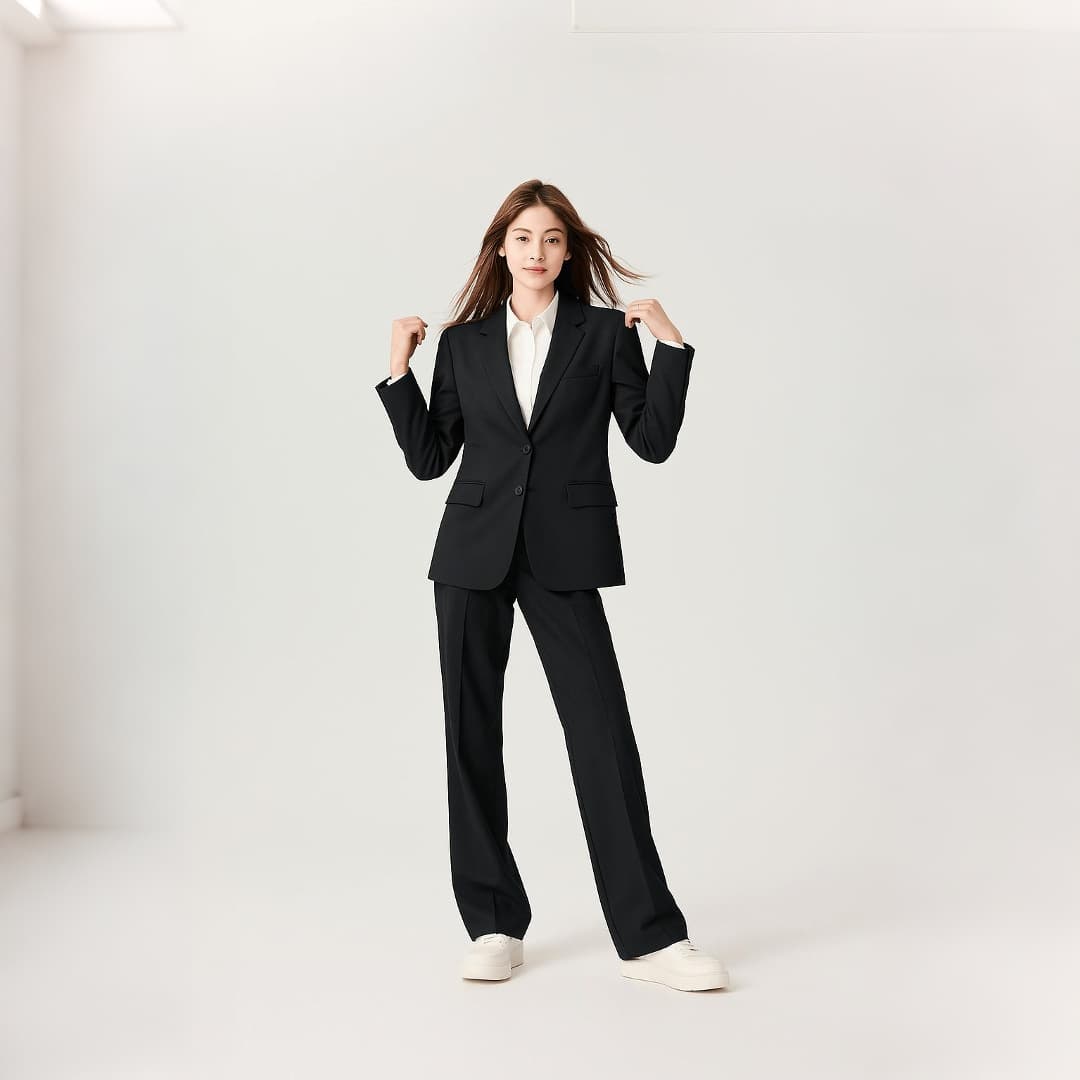Korean style formal suit jacket for plus-size women, suitable for petite college students, professional work attire, loose-fitting suit set to conceal extra weight.