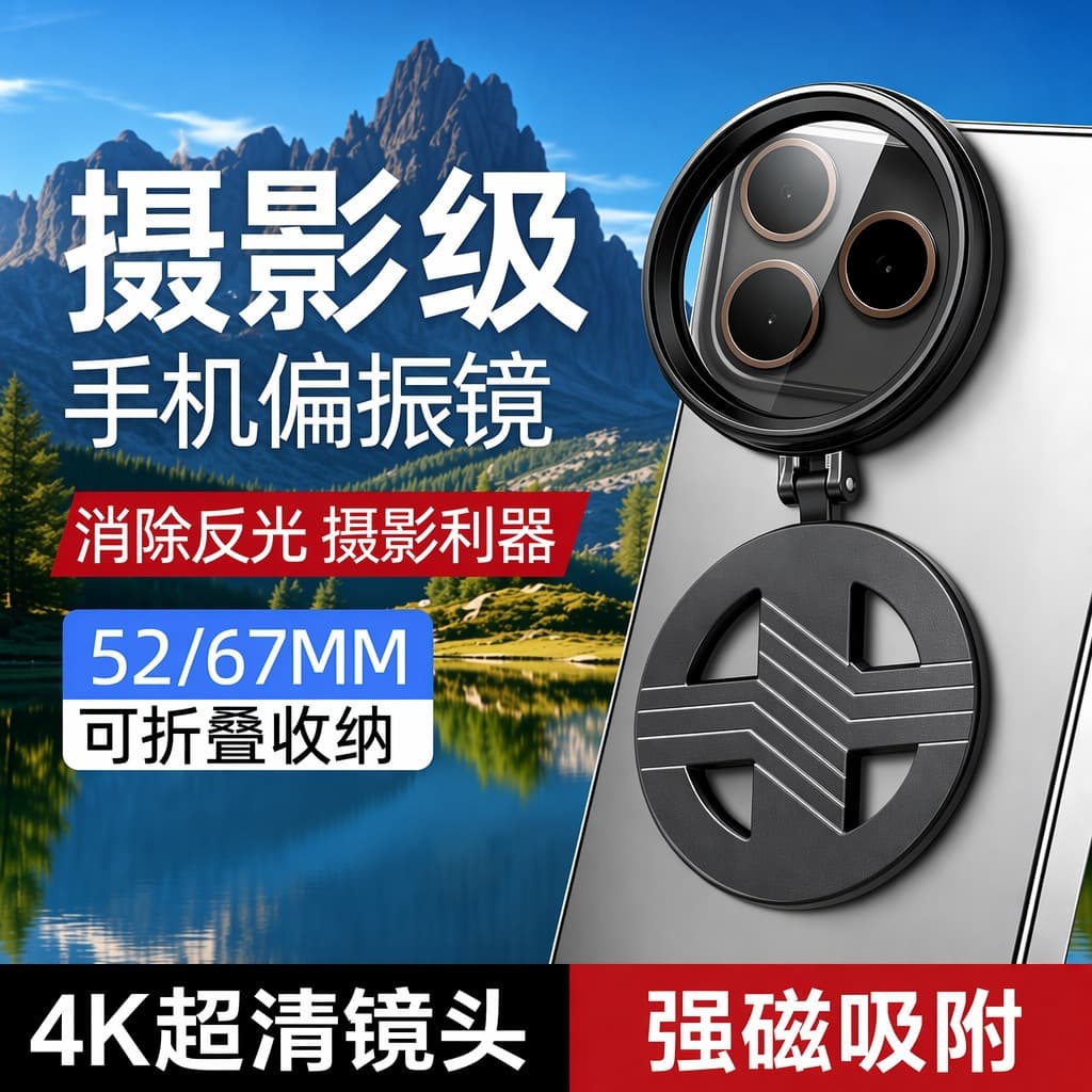 Mobile phone magnetic polarizer professional CPL filter 4K ultra-clear lens 52mm polarizer eliminate reflection shooting mirror