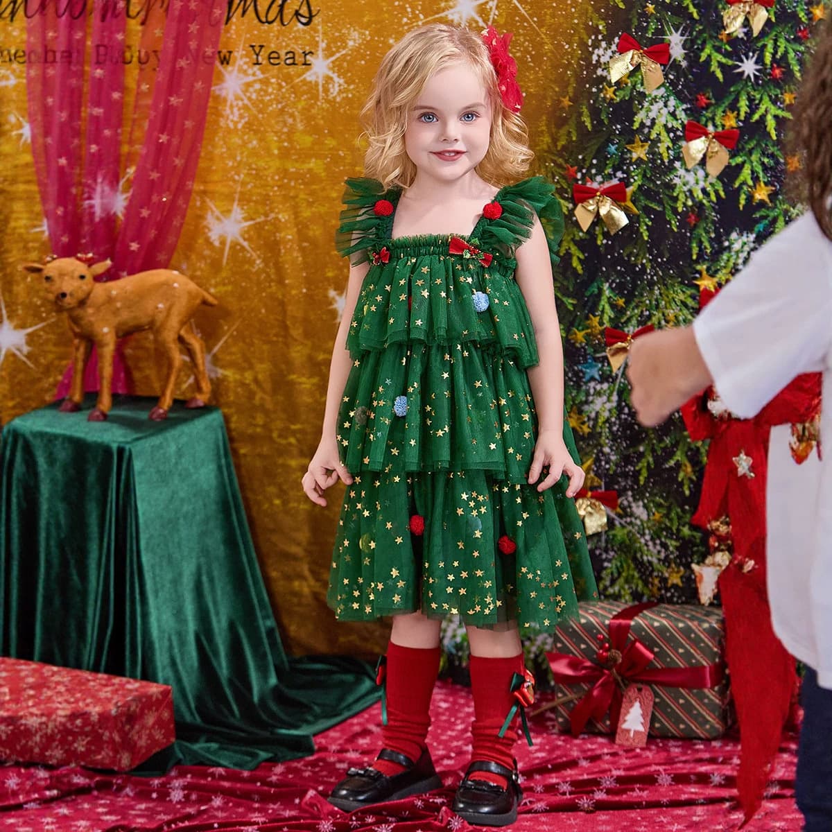 New Christmas Performance Costumes for Girls, Autumn and Winter Children's Tutu Skirts, Girls' Princess Skirts, Holiday Dresses