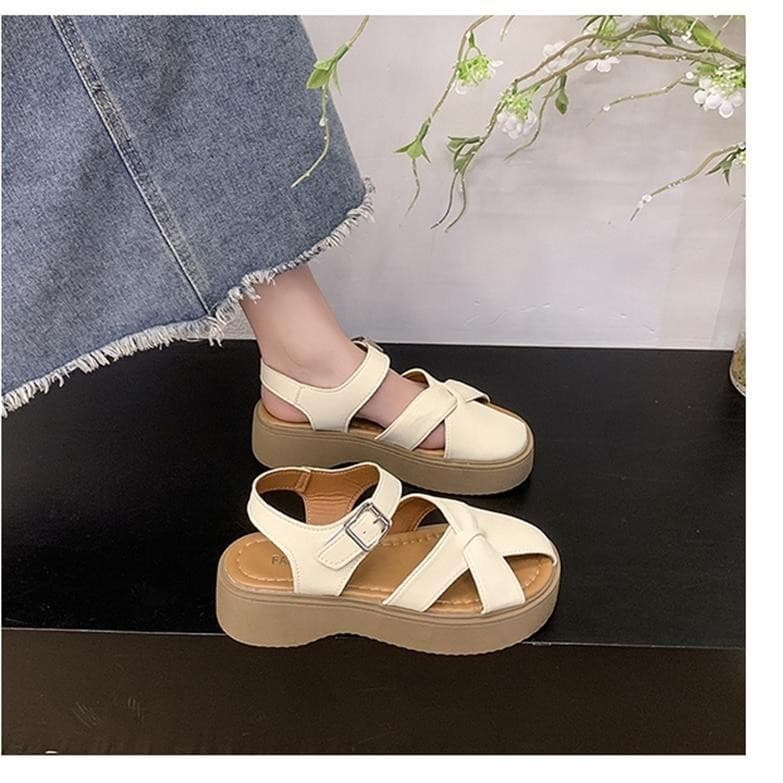 French Thick-Sole Closed-Toe Sandals for Women, Summer Wear, High-End Style, 2026 Trending Hot New Model, Mary Jane Shoes to Match Dresses