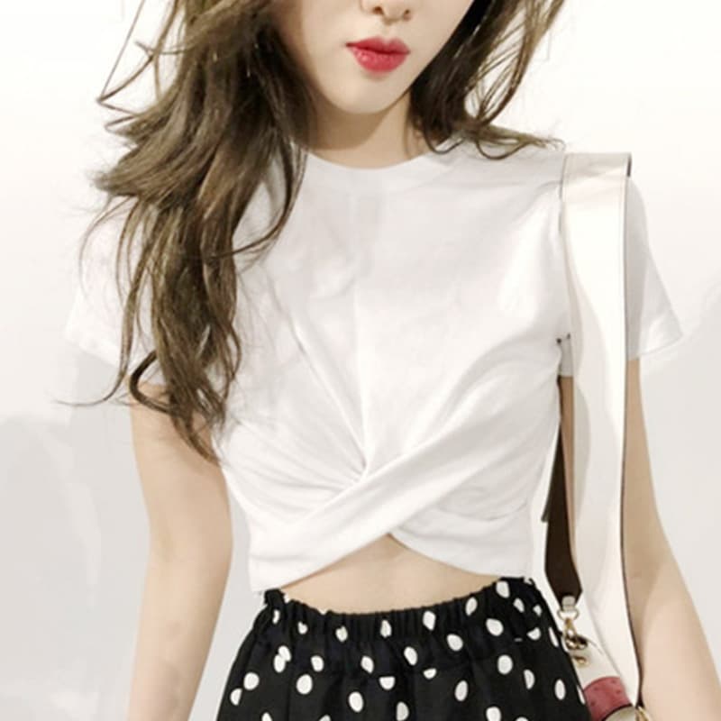 Women's Loose-fit Solid Color Short Sleeve T-shirt 2022 Summer New Style Suitable For Students Black White Women's Clothing