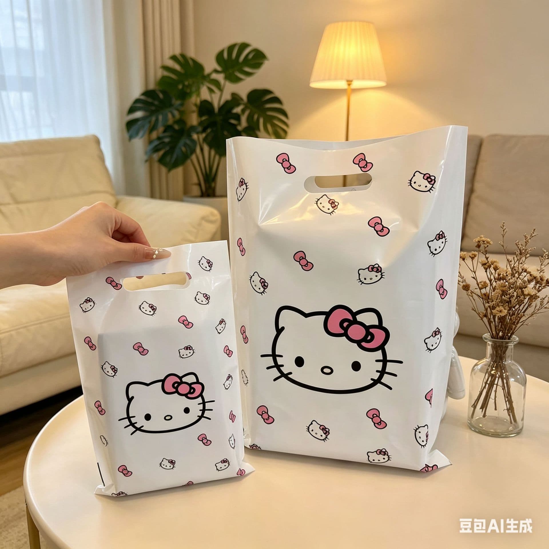 Hello Kitty handbag simple gift packaging clothes storage clothing store holiday gift packaging bag pe flat pocket