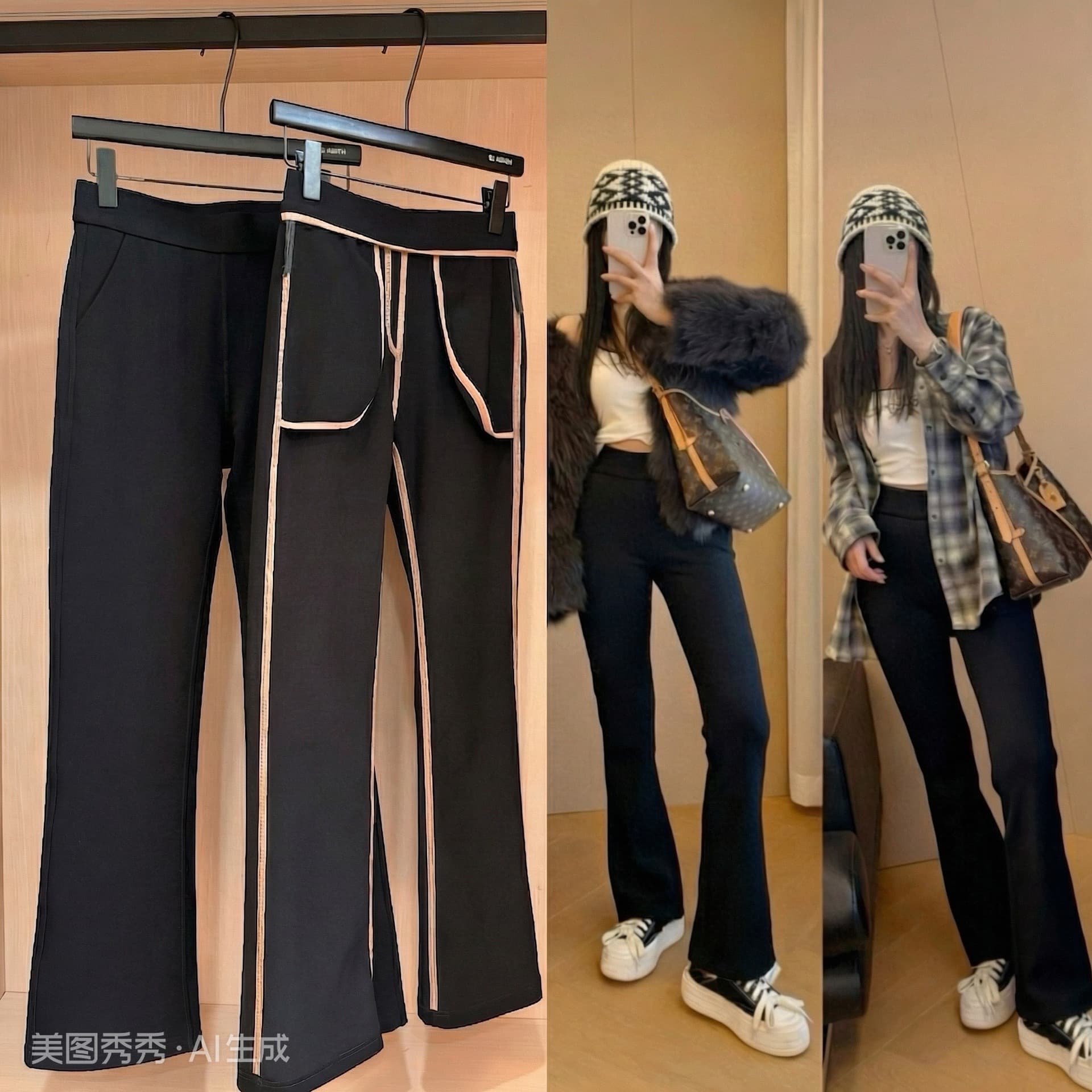 807 Spring/Autumn High-Quality High-Stretch Horseshoe Hem Flared Pants, Slimming and Leg-Lengthening Micro-Flared Black Pants