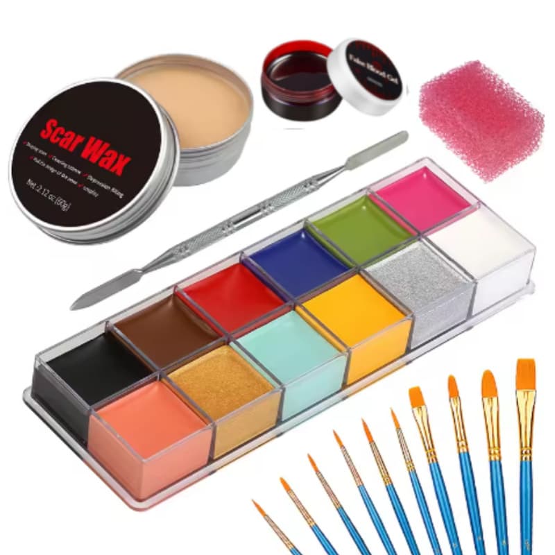 Makeup set, face paint, body painting, stage special effects, Halloween movie wound scar wax, make-up, fake scab and blood