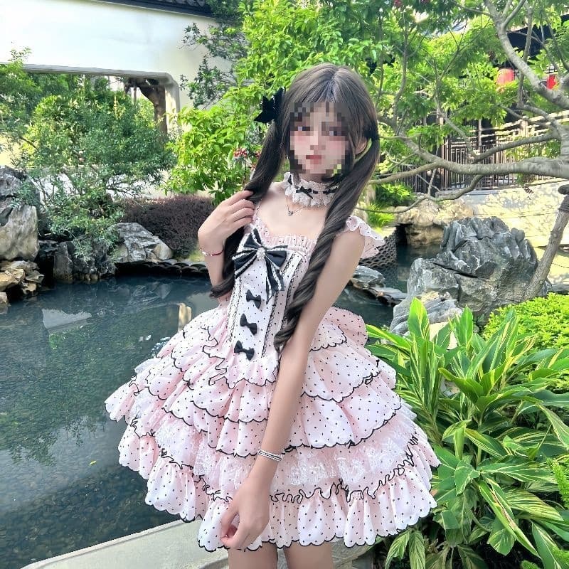 New Authentic Yidian Dian, Rich Girl Style 【Full Payment Link】 Polka Dot Princess Dress, Slimming Bow