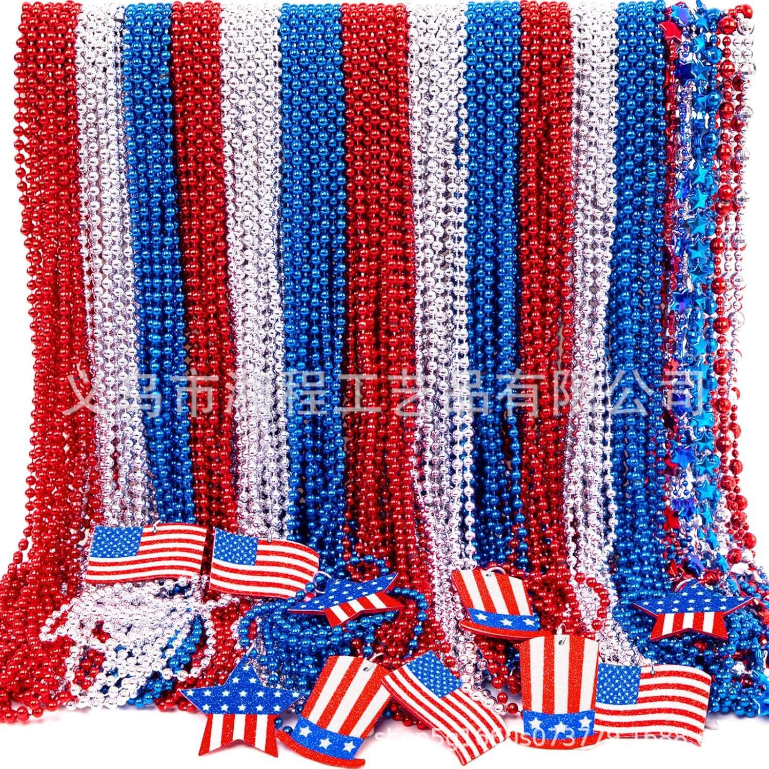 Independence Day Necklace, USA National Day Necklace, Festival Party Plastic Necklace for American and European Carnival Party