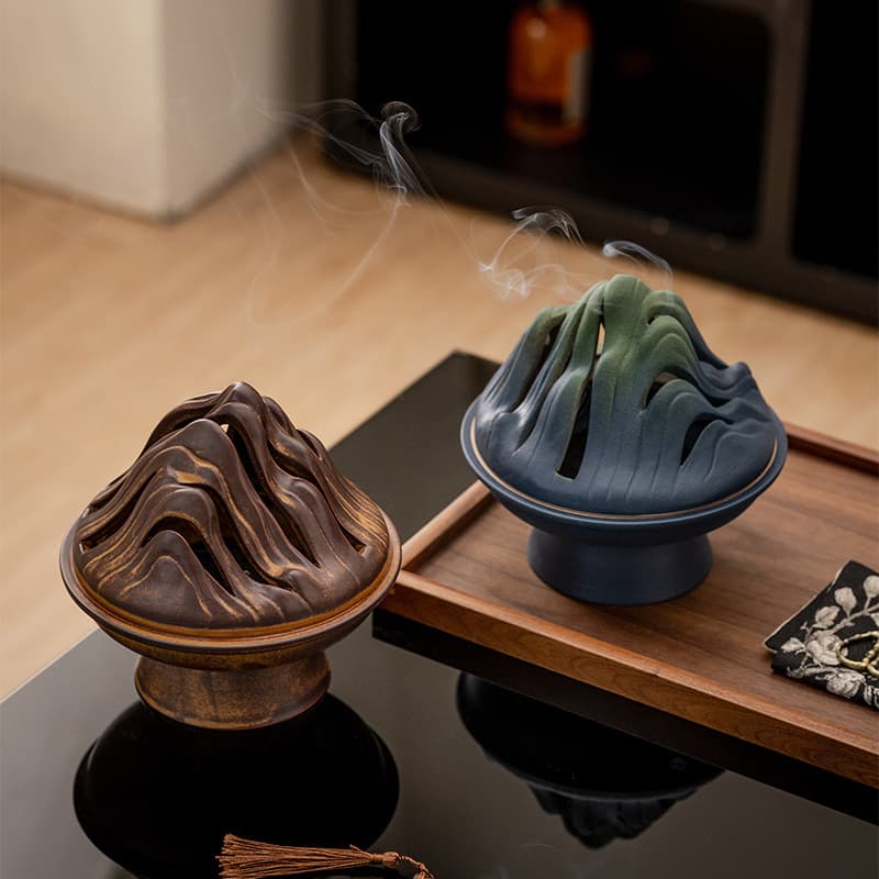 Boshan Furnace Antique Kiln-Transformed Incense Burner Ceramic Plate Incense Burner Mosquito Coil Burner Home Indoor Agarwood Sandalwood Tea Ceremony Aromatherapy Burner