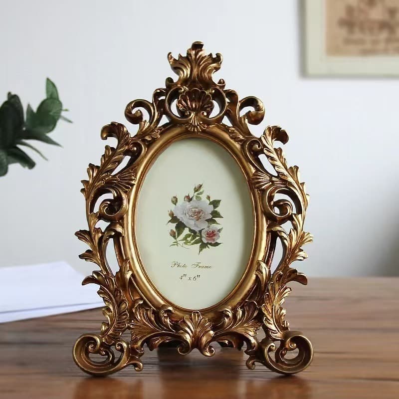 European Vintage Premium Custom Wholesale Faux Wood 6-Inch A4 Resin Picture Frame Customizable Wall-Mounted Magnetic