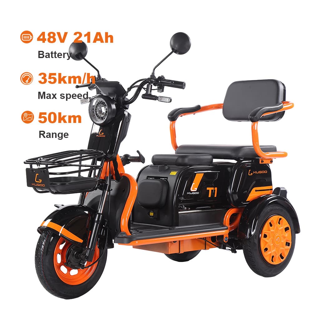 KUGOO T3 Electric Tricycle 500W 48V 50KM Range Mobility Scooter Moped Scooter 3 Wheel