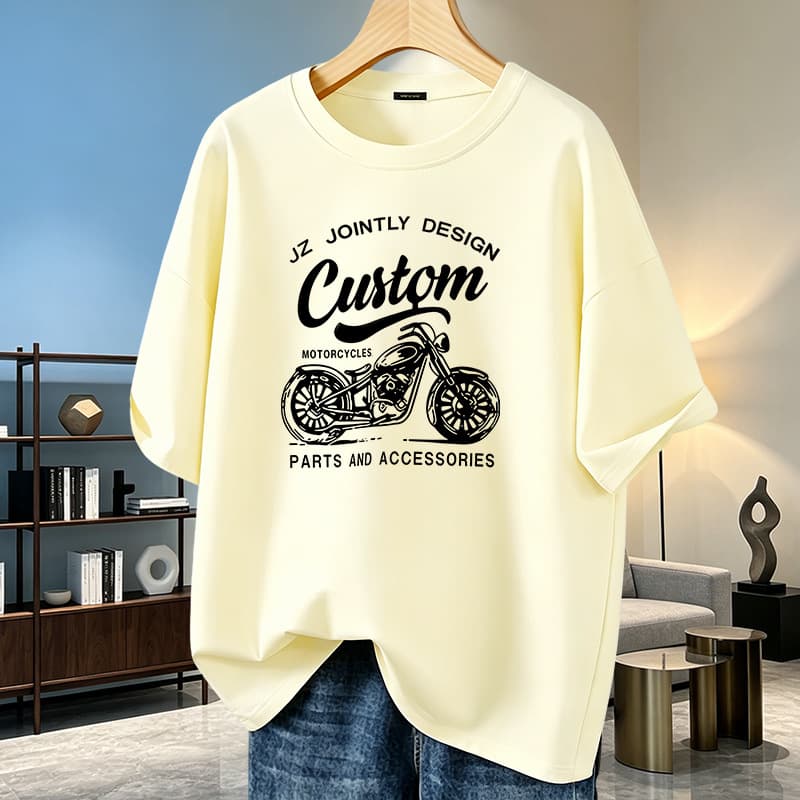 Dilunshi couple short-sleeved men's T-shirt commuting retro oil painting American print short-sleeved T-shirt men's street cartoon