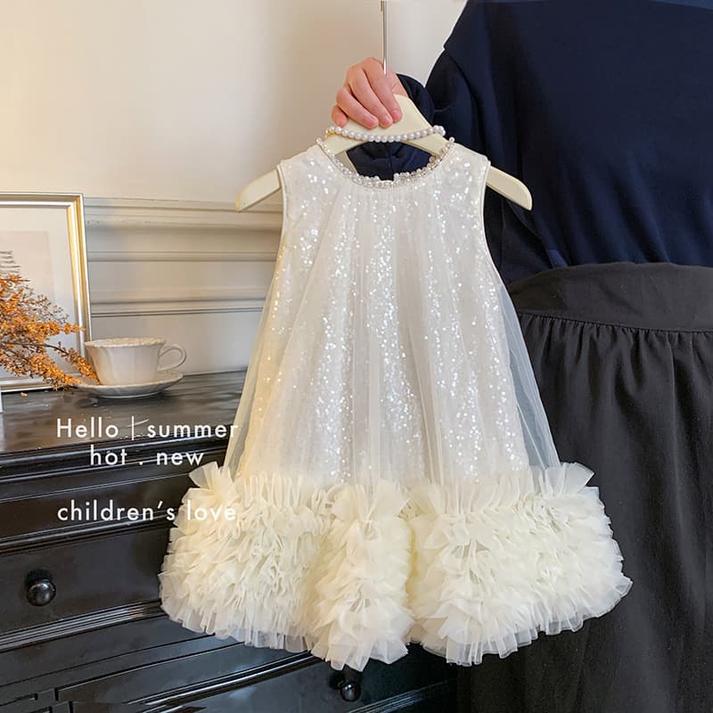 Blue Town Summer Dress 2026 New Design Little Girl Princess Dress Children's Sequin Dress Sleeveless Dress