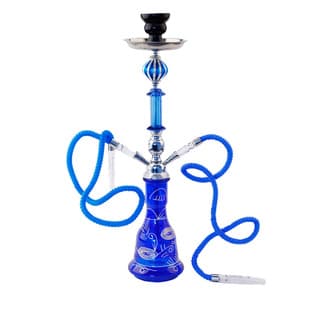 Cross-border Direct Supply New Arabic Hookah In Stock Double Hose Medium Blue Glass Hookah Shisha