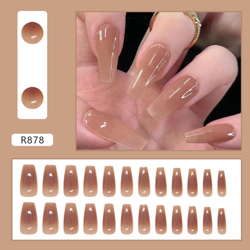 Elegant Pure Desire Blush Press-On Nails Long Medium Coffin Gradient Nude Nail Tips Brightening Nail Patches False Nails Wholesale