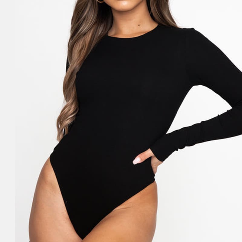 2025 Cross-Border European and American Foreign Trade Spring New Women's Tight-Fitting Sexy Round-Neck Long-Sleeved Jumpsuit Bodysuit
