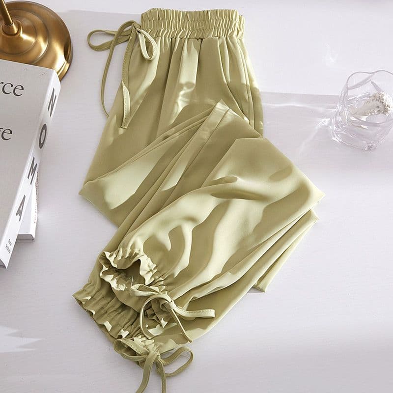 Ice Silk Quick-Dry Women's Sports Pants Summer Thin Loose High-Waist Slimming Casual Cuffed Wide-Leg Harem Pants