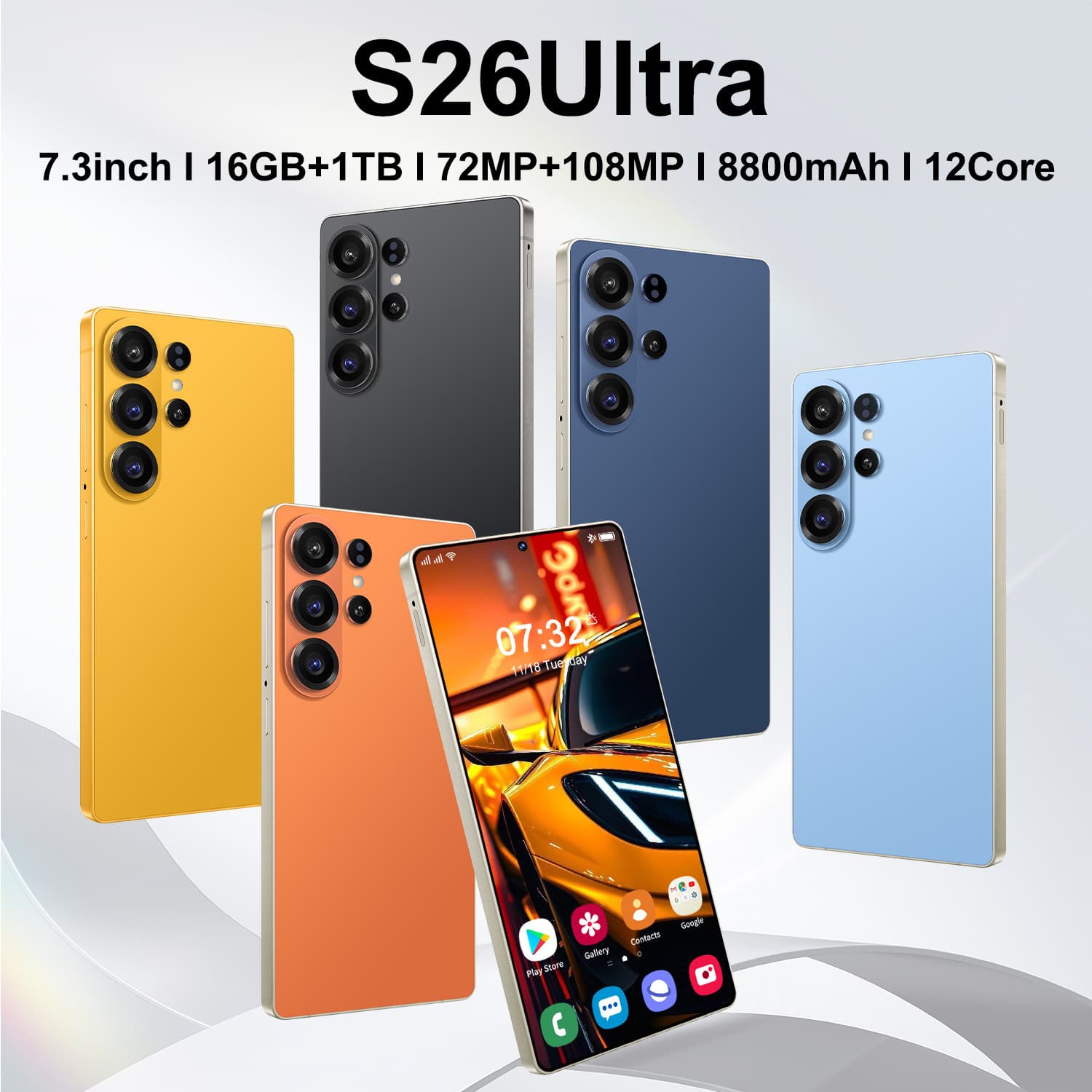 S26 Ultra Cross-Border 5G Phone, Rounded and Flat Edge, Global Version, 7.0-Inch Screen, In Stock, Factory Direct Shipping