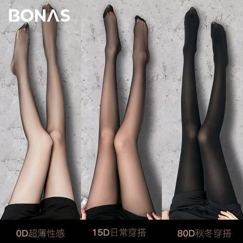 Bonas Spring/Autumn Thin 0D Pantyhose Women Anti-Snag Durable Sexy Black Stockings Non-Slip Waist Nightclub Party Hosiery