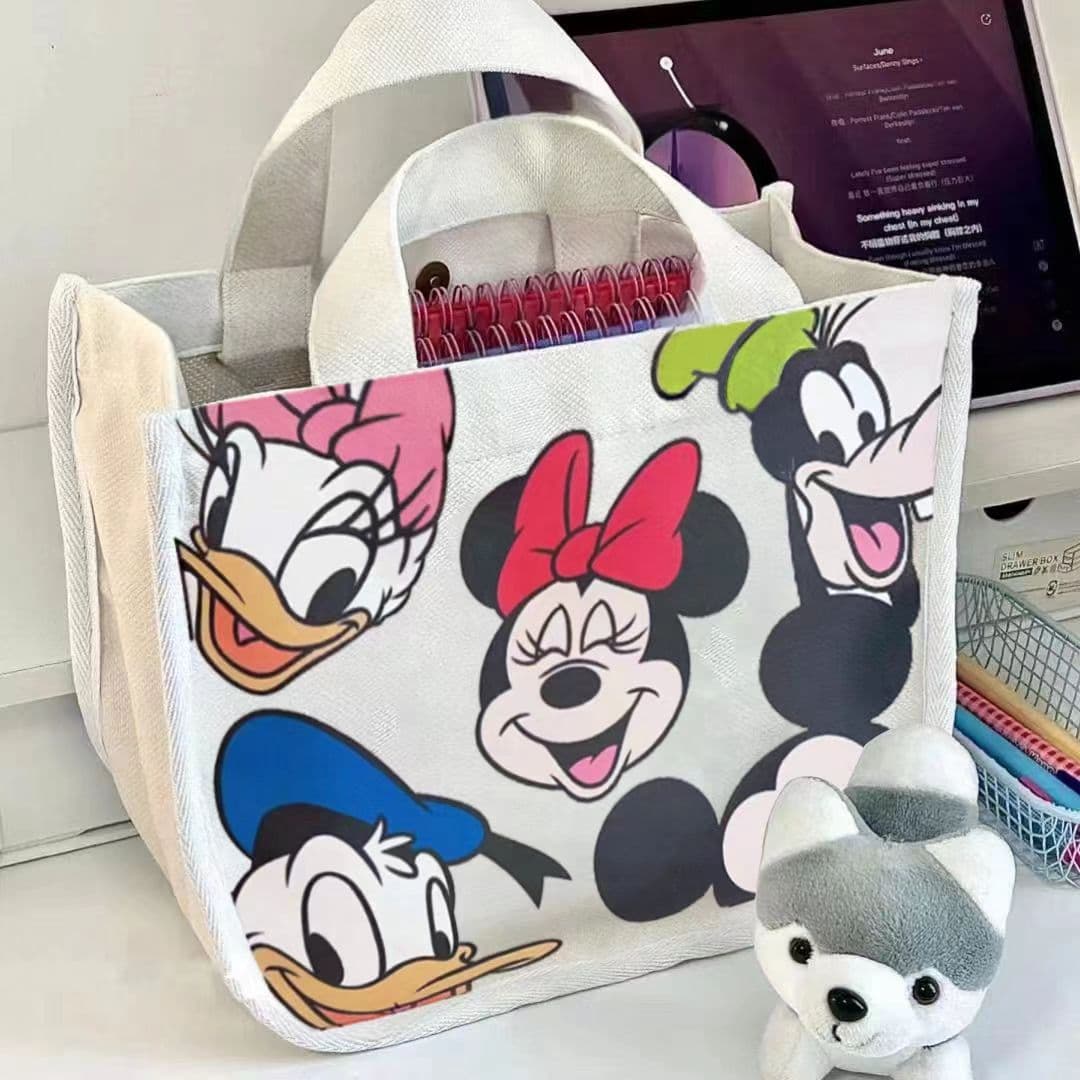 Cross-border Mickey and Minnie pattern handbags for office workers, cute lunch boxes, mother’s handbags, 2025 new bags