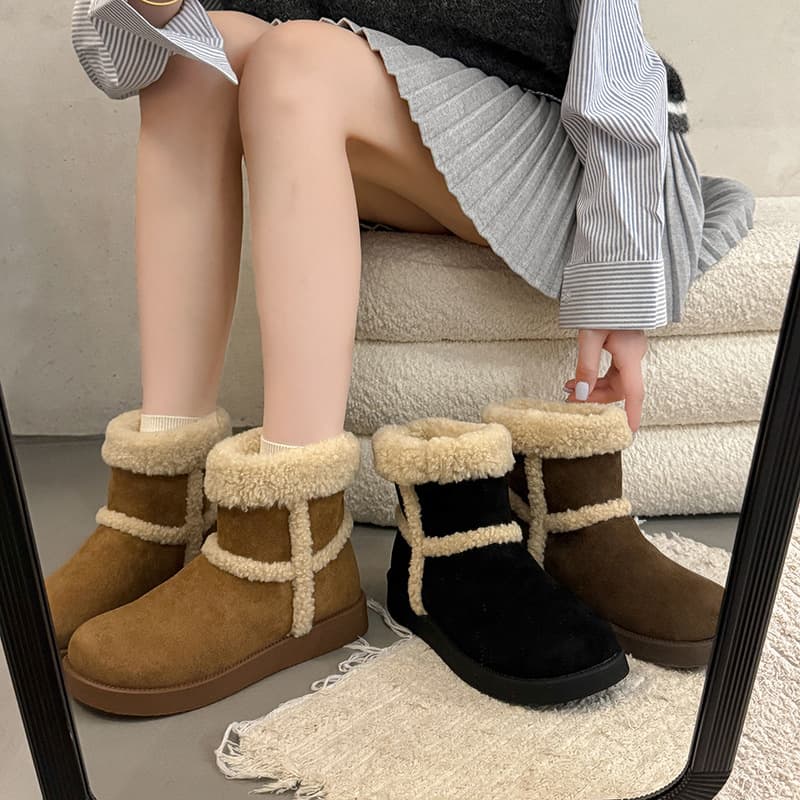 Korean Style Super Popular Furry Snow Boots for Women Winter 2025 New Velvet Thickened Warm Cotton Boots Short Boots Cotton Shoes