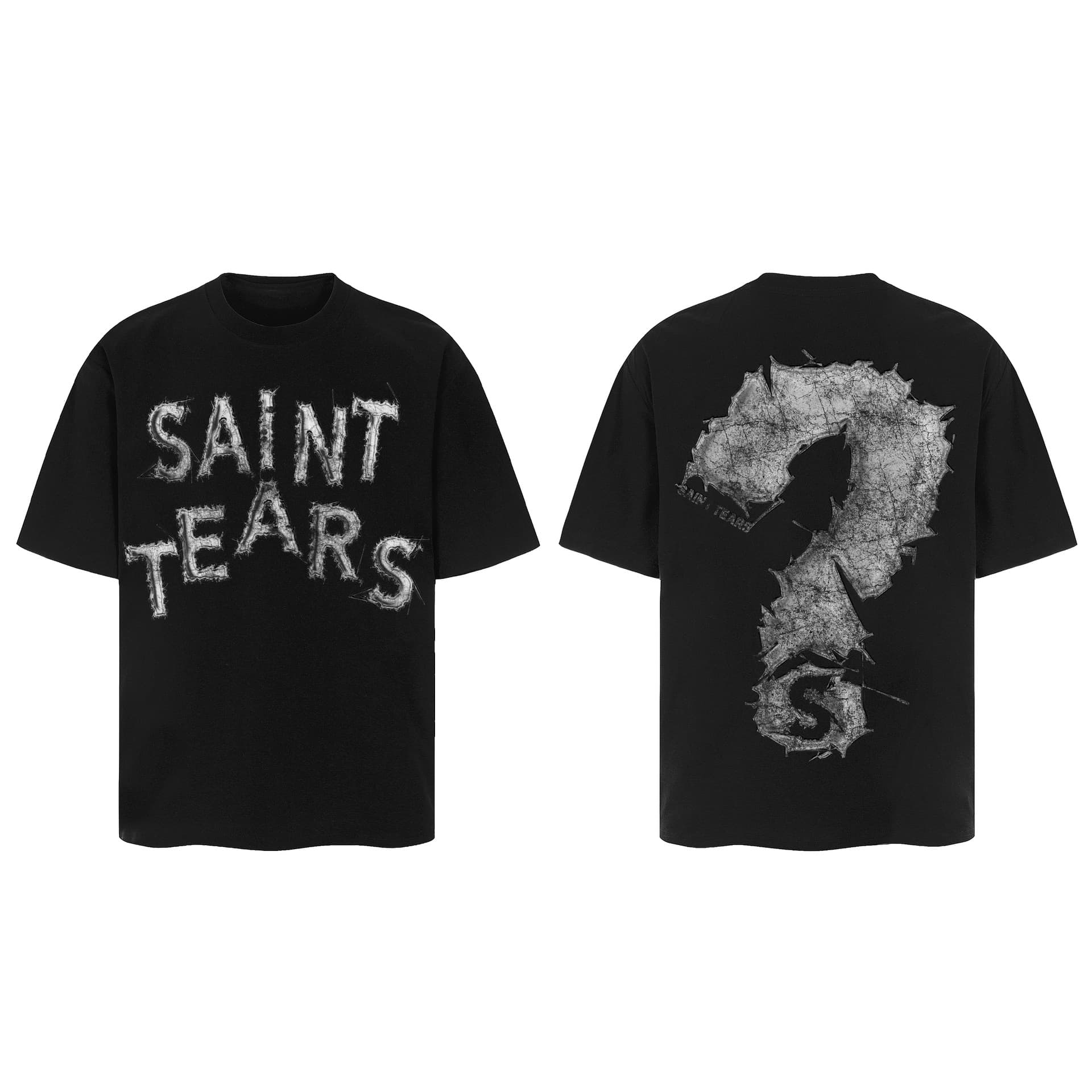 Cross-border Saint Michael 24SS Summer Question Mark Direct Print Printed High Street Hip-Hop Men's and Women's Short Sleeve T-shirt