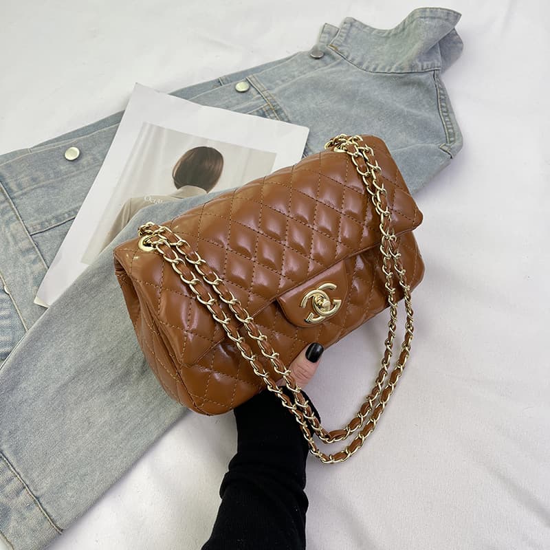 Cross-Border Women's Bags 2025 New Style Single Shoulder Crossbody Small Square Bag Trendy Quilted Chanel-Style High-End Coin Purse Light Luxury