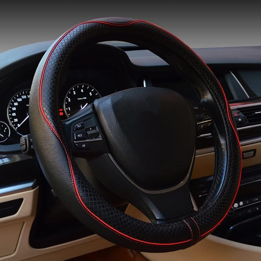 Amazon's hot-selling car steering wheel cover embossed plaid leather four-season universal cross-border e-commerce handlebar cover wholesale