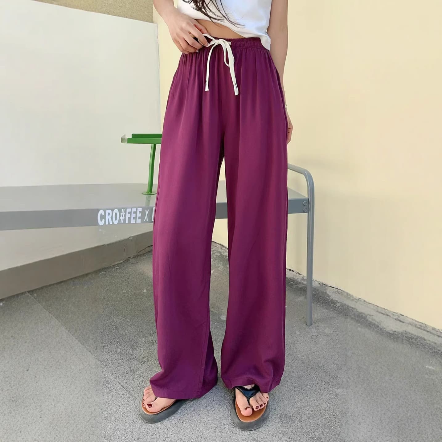 Twill Cotton Women's Pants with Pockets Straight Leg Casual Trousers Rayon Summer Thin Plus Size Loungewear