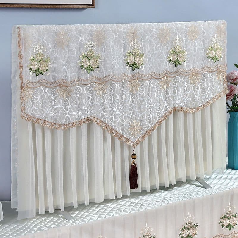 TV Dust Cover for 50-inch 55-inch 65-inch LCD TV Cover Cloth Lace Cover Towel No Need to Remove When Turning On