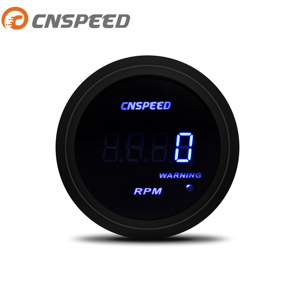 Factory direct supply 12V car modification instrument, 2-inch (52mm) blue light universal with digital display tachometer, black shell