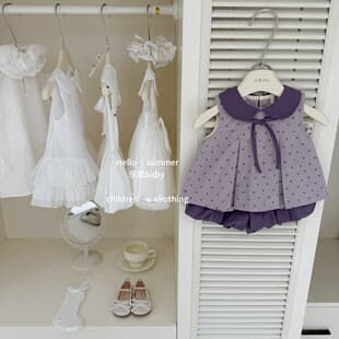 【Le En Baby】Taro Boba! Original Sweet Doll Collar Vest and Bloomer Shorts Set for Baby Girls