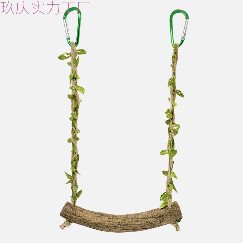 Parrot Vine Swing Toy Peony Cockatiel Budgerigar Climbing Scratching Anti-Bite Solid Wood Birdcage Supplies Stress Relief Play