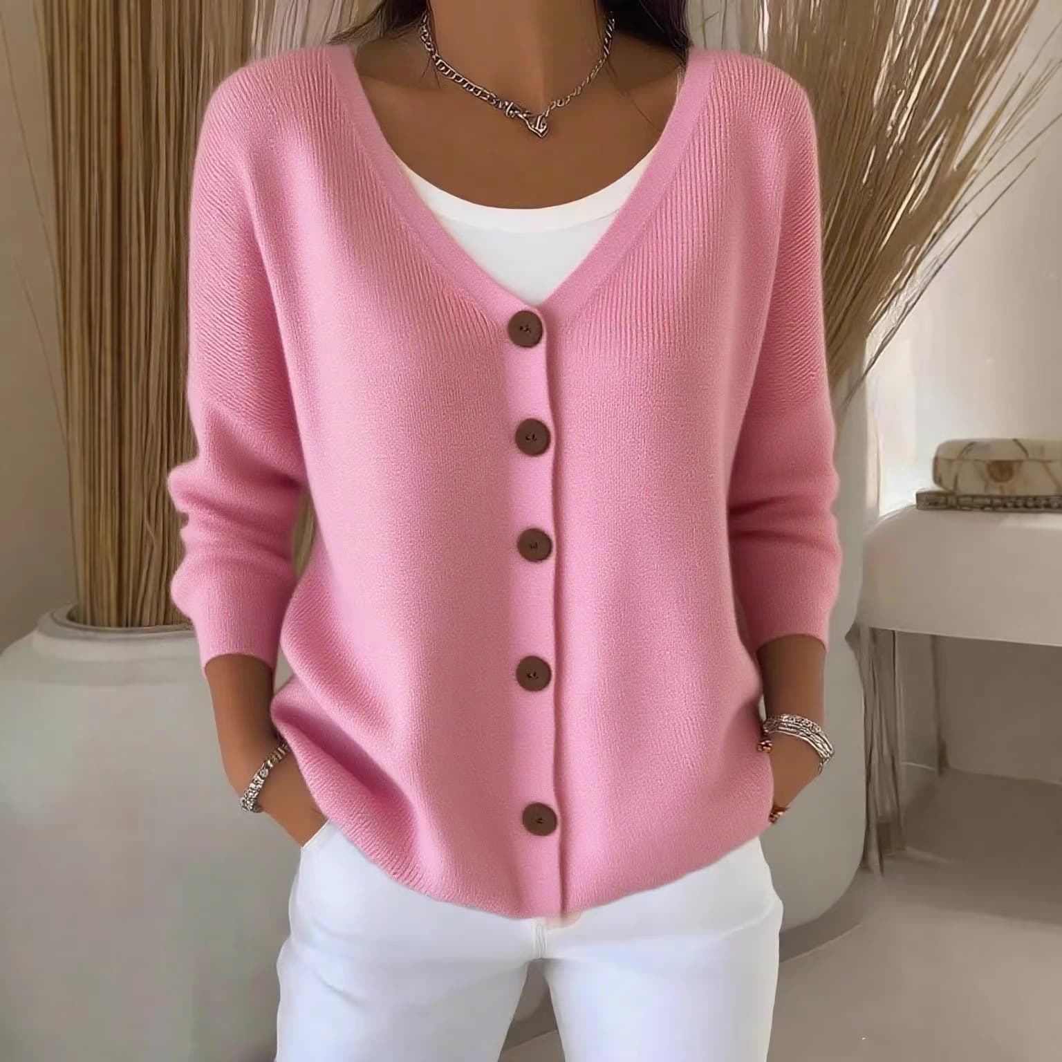 Cross-border foreign trade European and American style autumn and winter new style knitted cardigan for women solid color casual fashion sweater jacket women's cardigan