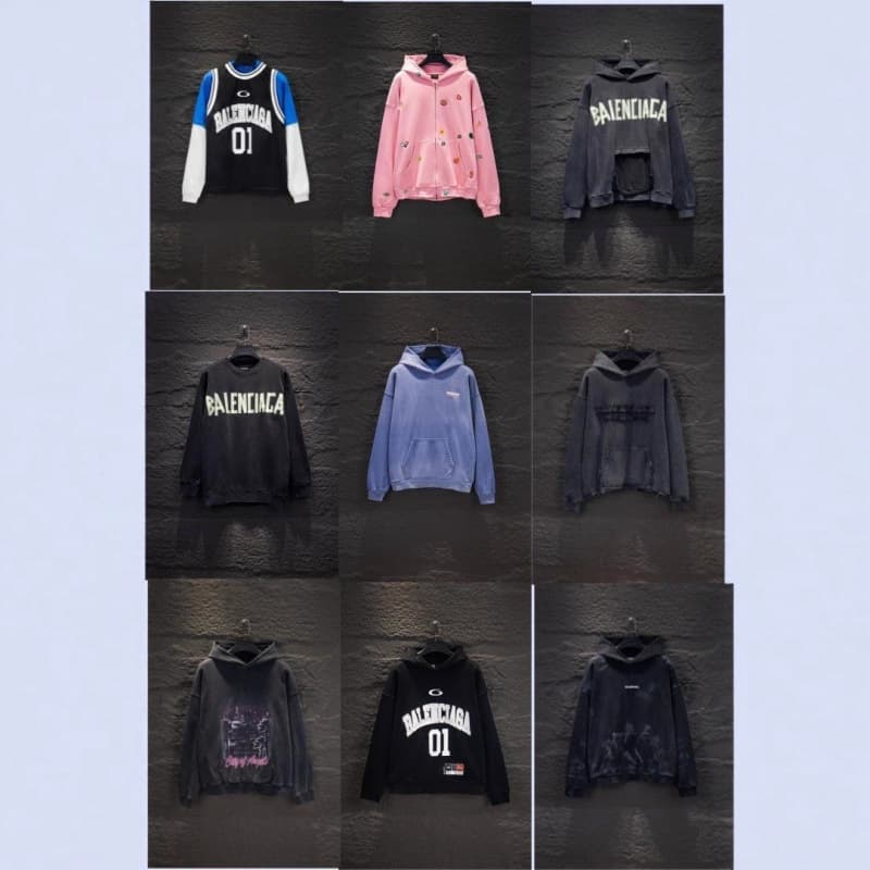 High-Quality Cross-Border Foreign Trade Paris B Brand Autumn and Winter New Letter Print Distressed Washed Hoodie