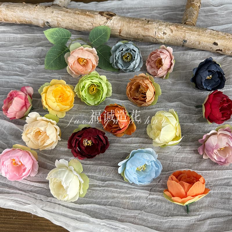 Artificial Peony Flower Head DIY Decorative Hairpin Corsage Prop Fake Flowers for Export