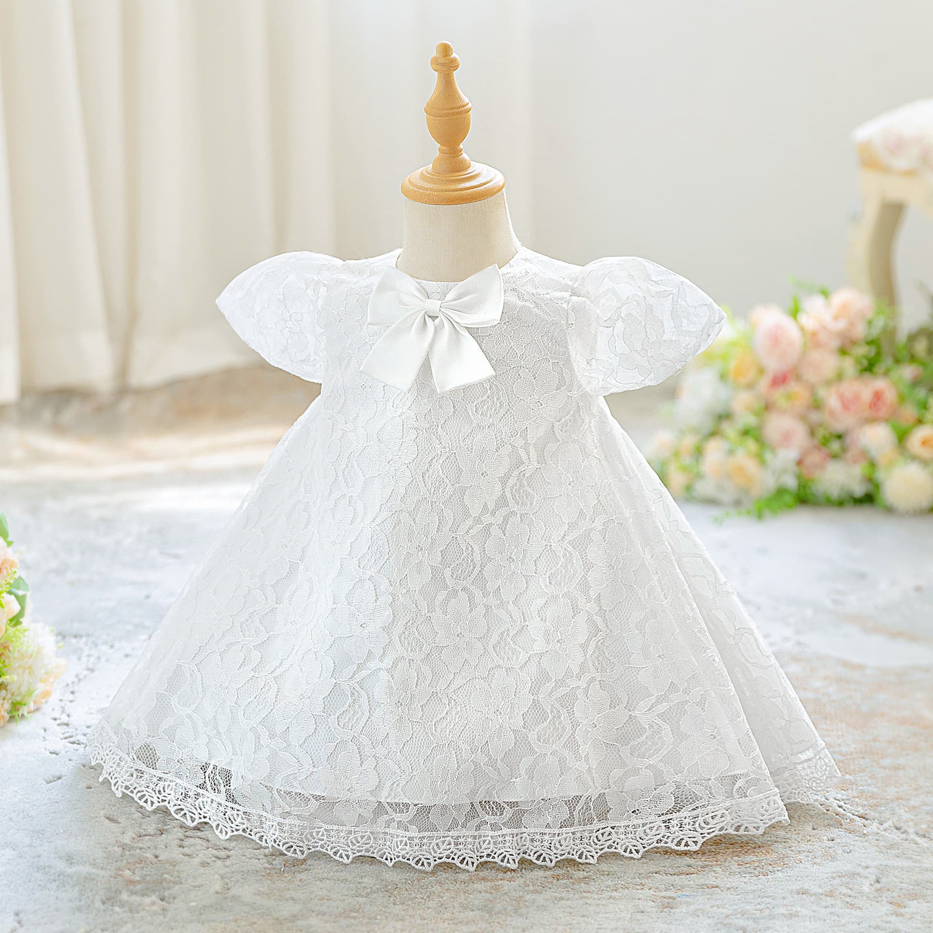Kids Dress White Lace Wedding Gown Children's Formal Dress Princess Dress Birthday Fashionable Piano Tutu Dress