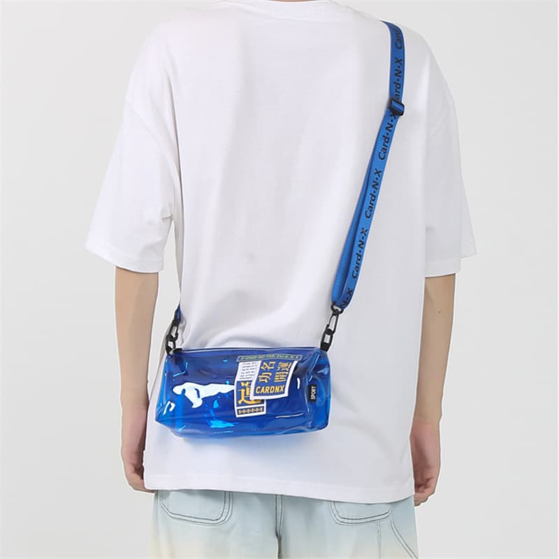Crossbody bag for women, fashionable casual personality, pvc transparent bag, versatile small square bag, beach bag, trendy brand shoulder bag for men