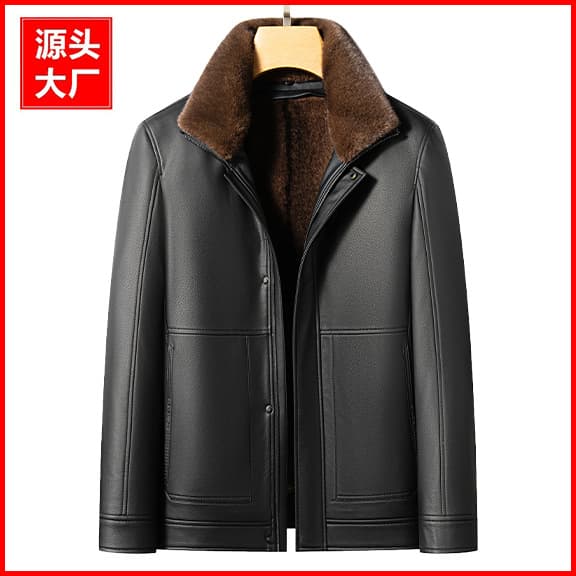Inoboni Parka Men's Fleece Lined Jacket with Detachable Fur Lining, Thickened and Fleece-Lined, 2399