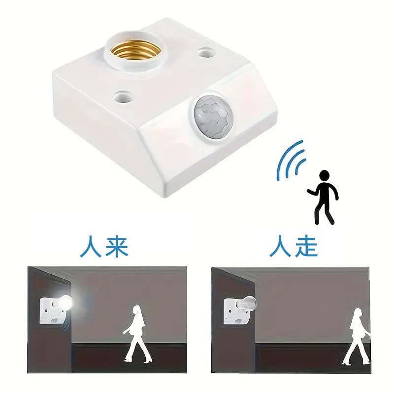 Human Body Sensor Light Socket Adjustable Smart Delay Stairway Corridor E27 Screw Base 86-Type LED Radar Infrared Light Head