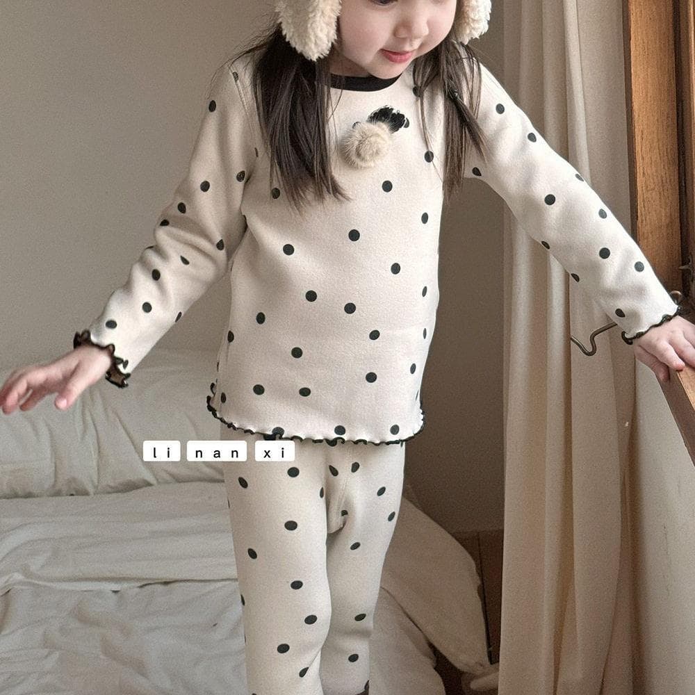 Boys' and Girls' Autumn Winter Long Johns Pajamas Baby Fleece-Lined Thermal Underwear Set