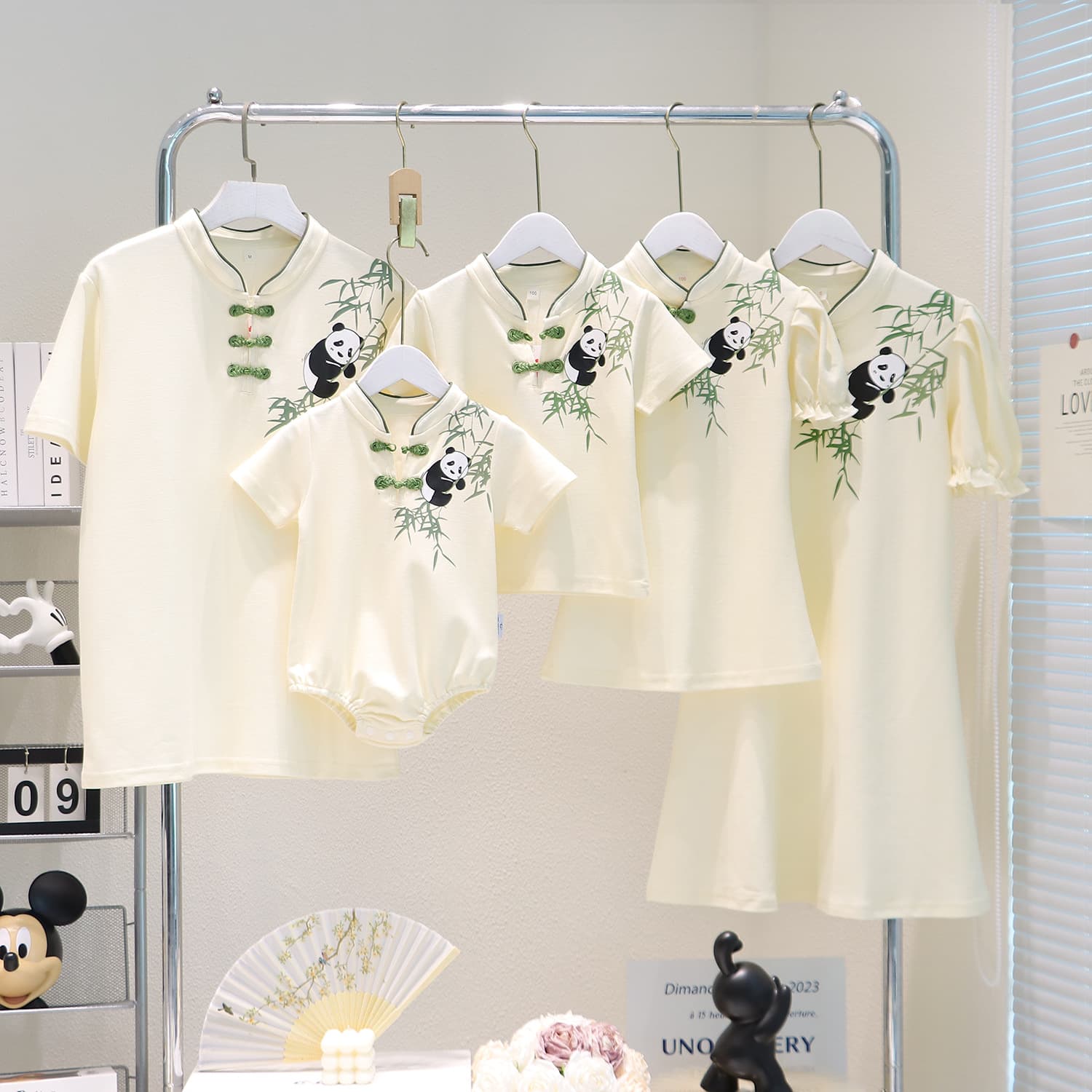 2025 New Summer Chinese Style Family Matching Outfit for Family of Three or Four, Mother-Daughter Dress, Mother-Son Outfit, Baby Romper