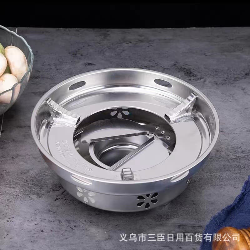 Thickened Stainless Steel Windproof Alcohol Stove, 410 Magnetic Adjustable Model for Hot Pot and Dry Pot, Ready Stock