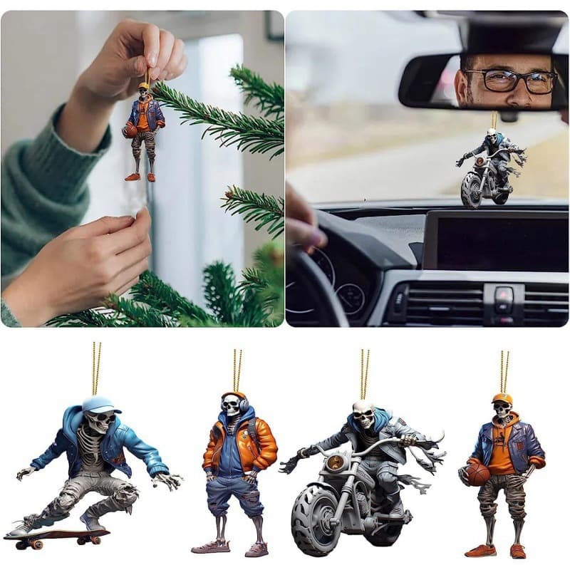 Cross-border New Halloween Skull Car Pendant Halloween Christmas Tree Ornament Holiday Home Decoration