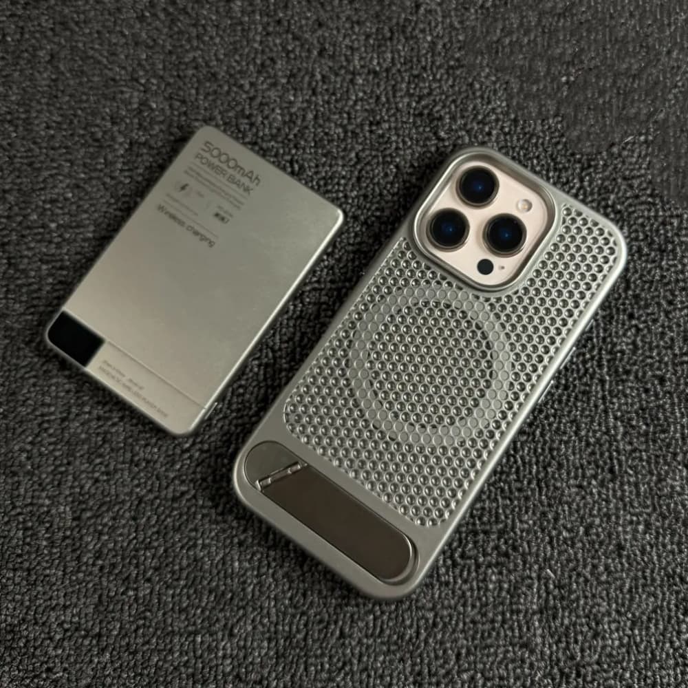 For iPhone 17 PRO MAX Honeycomb Heat Dissipation Mesh Phone Case, Apple 16 Stand PC Hard Protective Cover 1514