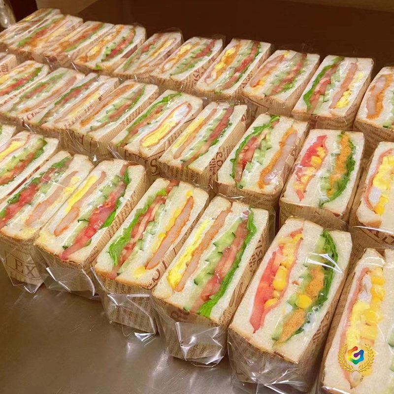 Sandwich packaging bag food grade kraft paper stall commercial transparent hamburger rice ball paper plastic sandwich anti-fog