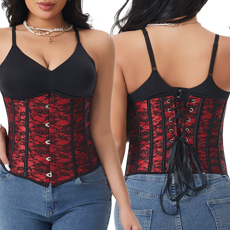 European and American Cross-Border Corset Belt with Five Buckles, Front Buckle and Back Lace-Up, Shapewear Outerwear, Court Waist Trainer, Slimming and Shaping Top