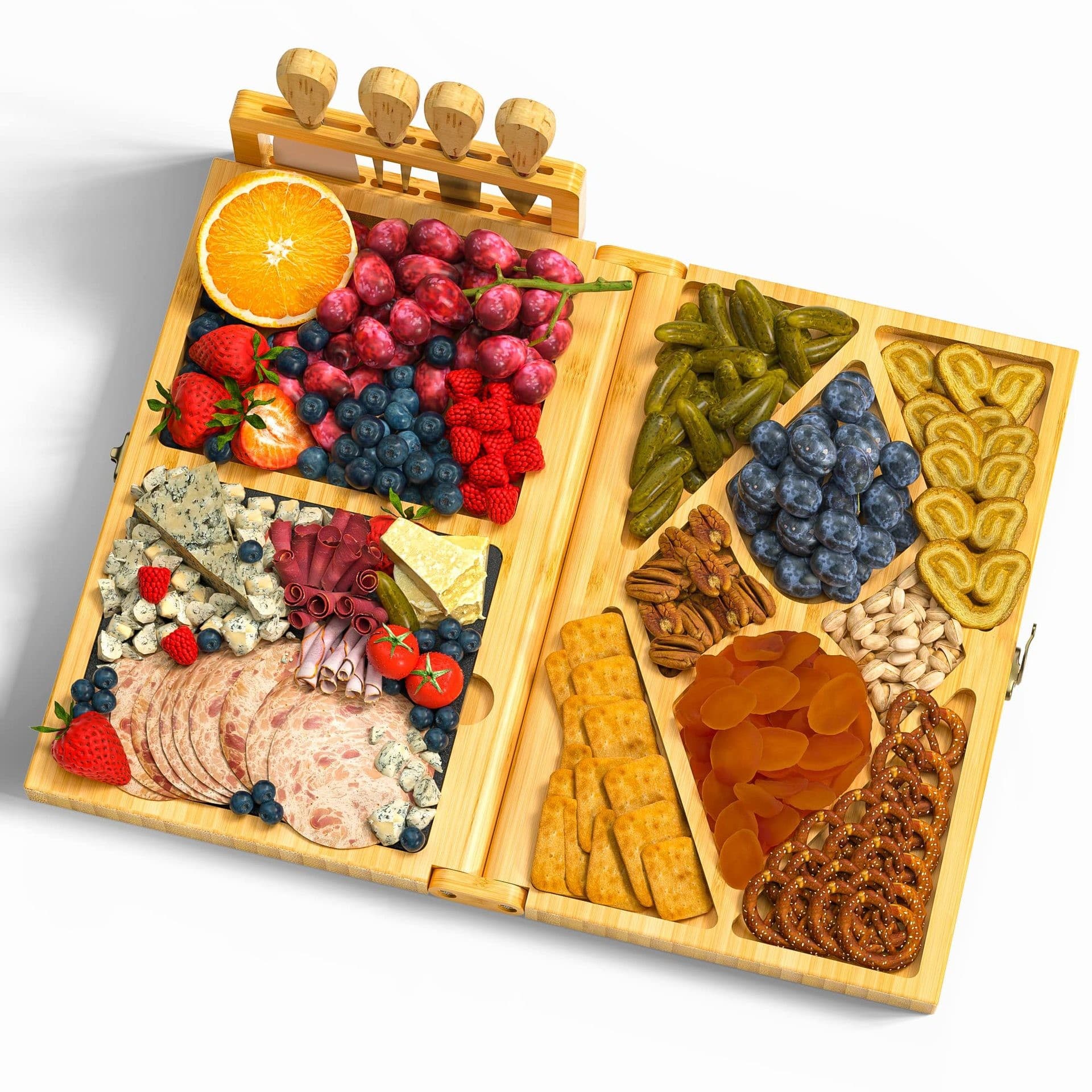 Cross-border Foldable Bamboo Cheese Board Bamboo Cheese Plate Bamboo Wooden Cheese Tray Bamboo Pizza Board Cheese Board